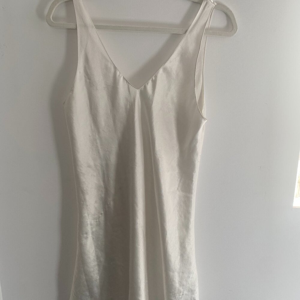 White Sleeveless Satin Slip Top/Dress